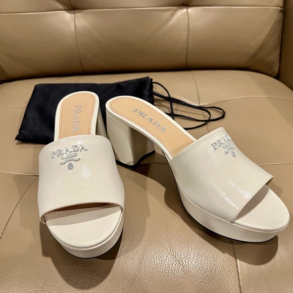 Prada Shoes - Prada leather plateau mules